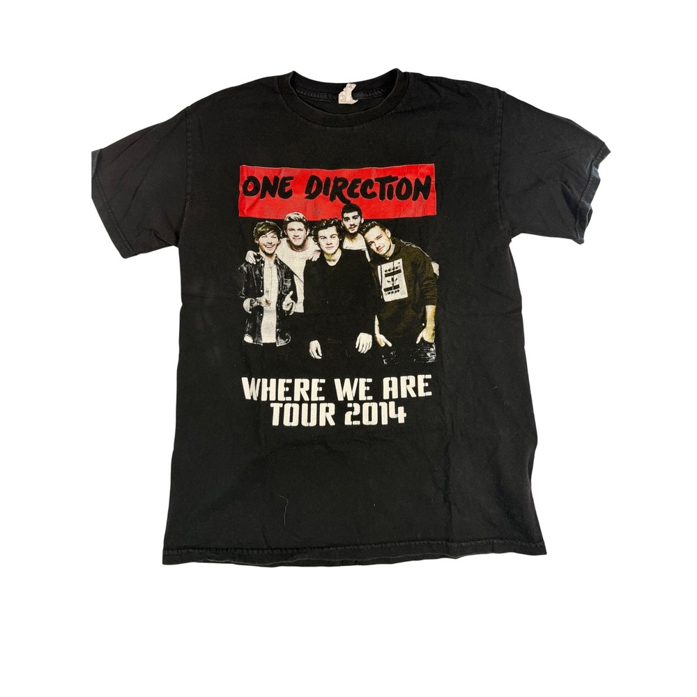 Vintage One Direction Where We Are Tour 2014 Black Graphic T-Shirt Medium